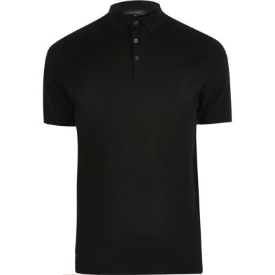 Black slim fit polo shirt